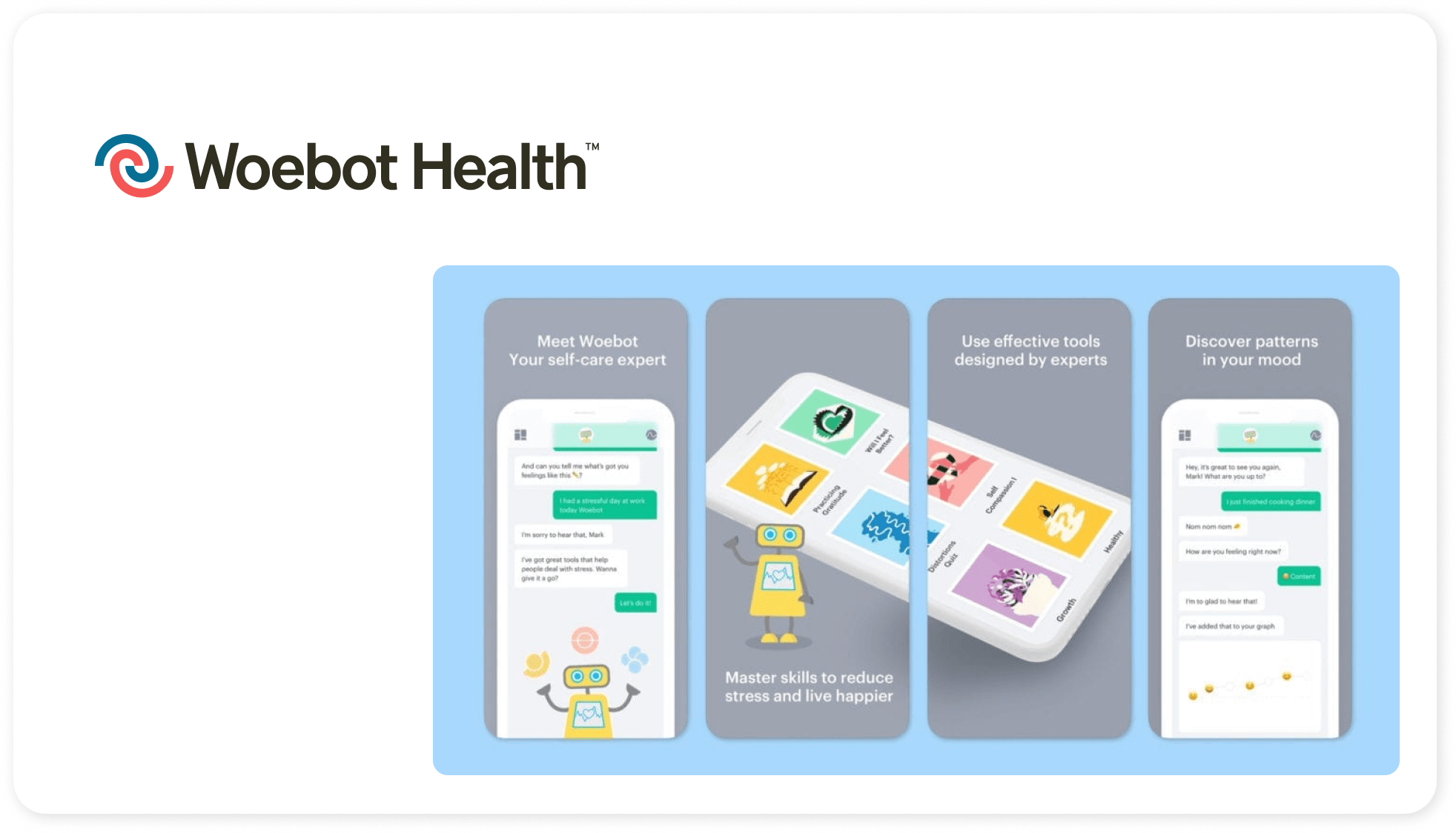 Woebot Health app screenshots 